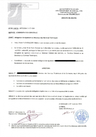 ARR2024-11-27-184-Arrêté portant délégation de signature au Directeur des Services Techniques