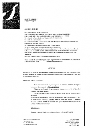 ARR2024-12-09-192 Arrêté de circulation permanent règlementant les interventions sur carrefours à feux tricolores - Année 2025