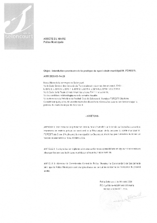 ARR20250314-28 Arrêté d'interdiction provisoire de la pratique du football Stade Foresti