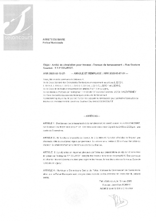 ARR20250313-27 Arrêté de travaux remblaiement cavité rue Gustave Courbet TTP COURTOT annule et remplace ARR 2025-03-07-24