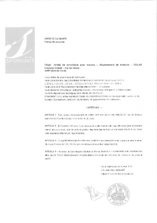 ARR 20250415-53 Arrêté de circulation pour travaux - Abaissement de trottoirs - rue de Berne - Colas Franche-Comté