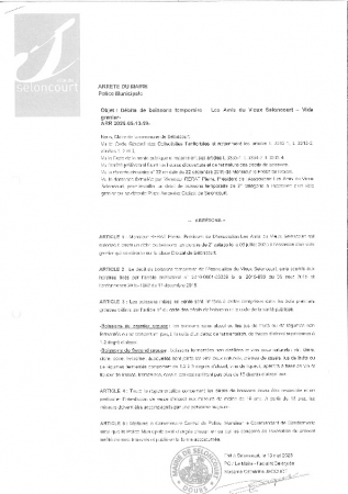 ARR20250513-59 Arrêté d'autorisation temporaire d'ouverture d'un débit de boissons - amis du vieux Seloncourt - vide grenier