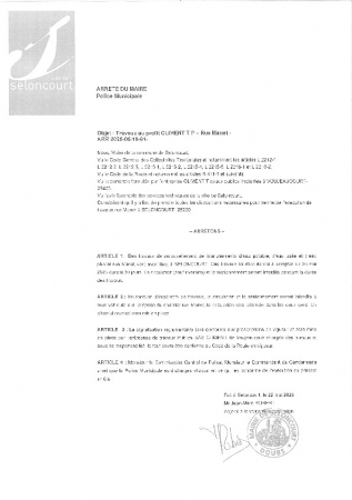 ARR20250519-61 Arrêté de circulation pour travaux - renouvellement de branchement EP - EU - rue Manet - CLIMENT TP