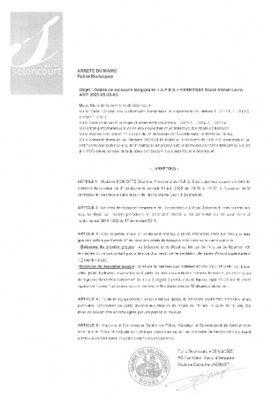 ARR20250528-66 Arrêté ouverture débit de boissons termporaire PAES école Levin kermesse annuelle