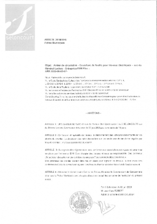 ARR20250602-67 Arrêt de circulation EIMI Elec ouverture fouille travaux electriques 48 rue du Général Leclerc pour 15 jours à partir du 30 juin 2025