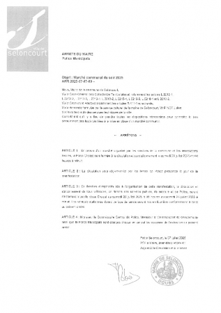 ARR20250707-89 Arrêté de circulation - stationnement interdit place Croizat marché communal 26 juillet 2025