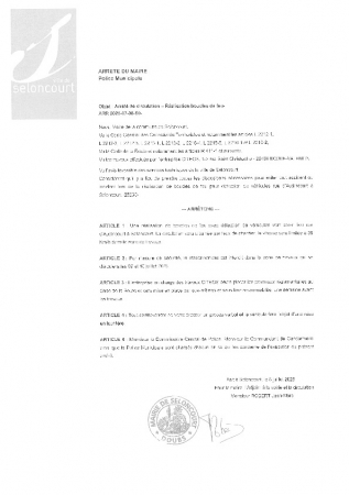ARR20250708-90 Arrêté circulation Réalisation boucle de feu avec détecteur véhicules par CITEOS du 09 au 10 juillet rue d'Audincourt