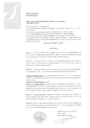 ARR20250710-92 Arrêté ouverture débit de boissons temporaire comité des fêtes 26 juillet 2025 pour le marché d'été place Croizat