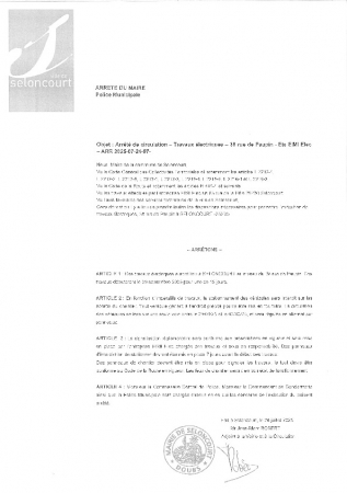 ARR20250724-97-Arrêté de circulation - Travaux électriques - 38 rue de Paupin - EIMI Elec