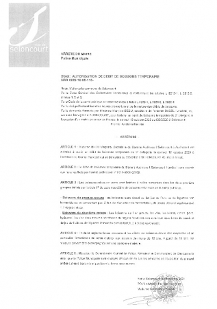 ARR20251008-118 Arrêté autorisation d'ouverture temporaire d'un débit de boisson - Club basel HB - 18102025