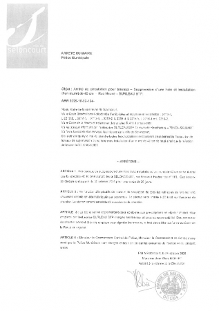 ARR20251022-124 Arrêté de circulation pour travaux rue Neuve - Ets Surleau BT