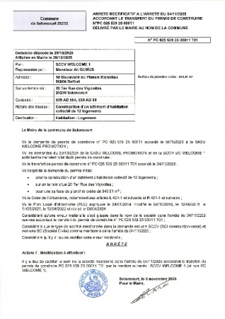 PC 25 00011 T01 rectificatif SCCV WELCOME 1