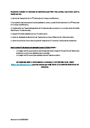 Documents à joindre à la demande de subvention 2026