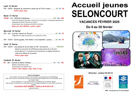 programme vacances Février 2026 Ados
