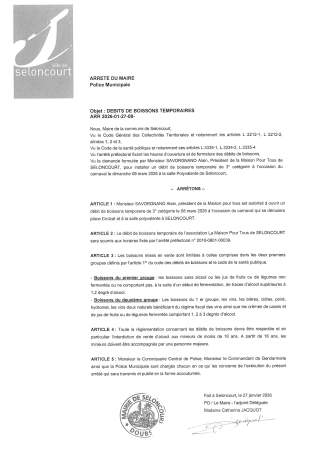 ARR2026-01-27-08 Arrêté débit de boissons - MPT - Salle Polyvalente -08 mars 2026