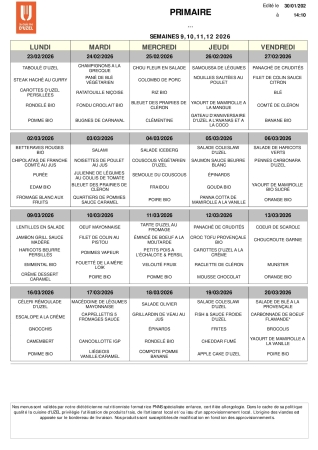 Menu scolaire 5 compos S9 à 12