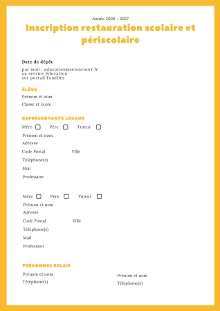 Dossier restauration scolaire et périscolaire 2026-2027