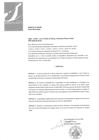 ARR2026-05-28-93 Arrêté fermeture Place Croizat pour les 3 temps du Swing les 16, 17, 18 et 19 juillet 2026