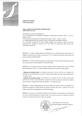ARR2026-06-19-105 Arrêté autorisation débit boissons CCEtupes compétition 02-08-26