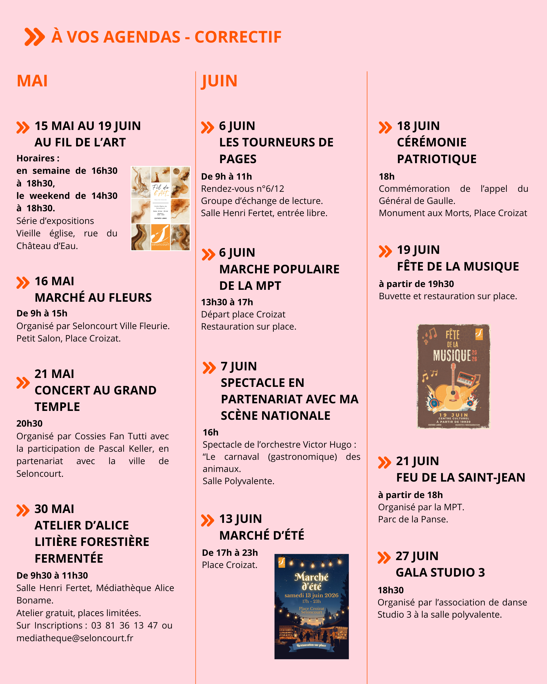 à vos agendas
